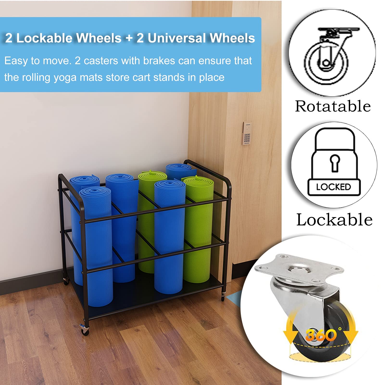 Amazon.com: LXLA Extra Large Rolling Yoga Mat Storage Cart with 2